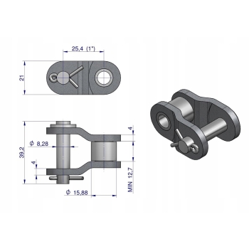 Półogniwo łańcucha 16BX-1 (R1 1) WARYŃSKI