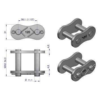 Zamek łańcucha wzmocnionego Z24A-1 ANSI A 120 (R1 1.1/2) WARYŃSKI