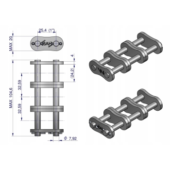 Zamek łańcucha przemysłowego Z16AH-3 ANSI A 80H (R3 1) WARYŃSKI