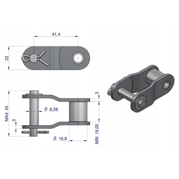 Półogniwo łańcucha CA550V WARYŃSKI