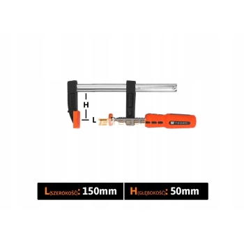 Ścisk stolarski śrubowy TYP F 50x150 mm TEGER