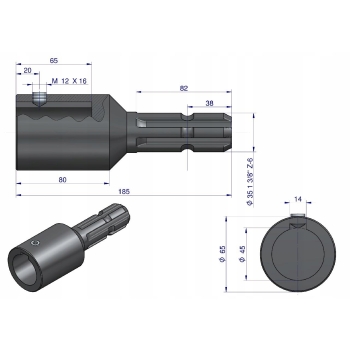 Redukcja WOM adapter na wpust otwór 45mm na wałek 1 3/8