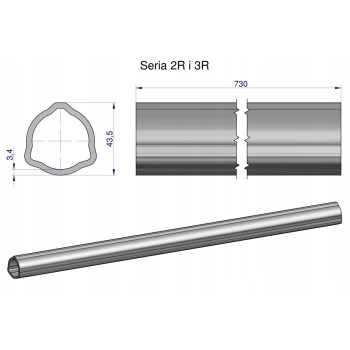 Rura zewnętrzna Seria 2R i 3R do wału WOM 43.5x3.4 mm 735 mm WARYŃSKI, WR2322735