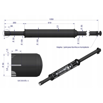 Tłumik 1350mm 5.8kg MF3 URSUS 3512 (prosty) ORYGINAŁ URSUS