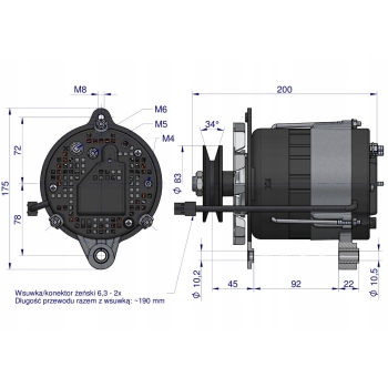 Alternator MTZ 80A z przewodem EXPOM KWIDZYN G9702.370.80
