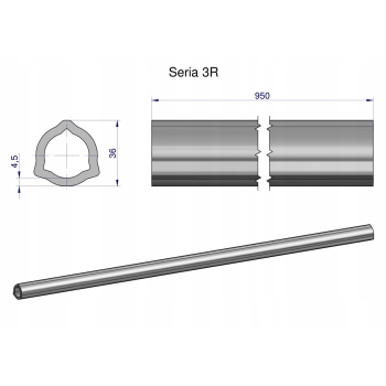Rura wewnętrzna Seria 3R do wału 1110 przegubowo-teleskopowego 36x4.5 mm 95, WR2323955