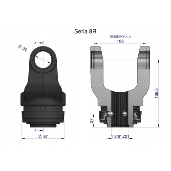 Widłak z pierścieniem 1 3/8 Z21 - 35X106 Seria 8R CE2020 WARYŃSKI