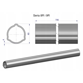 Rura zewnętrzna Seria 8R i 9R do wału 860 przegubowo-teleskopowego 63x4 mm, WR2382735