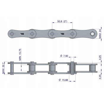 Łańcuch rolkowy 216A 2080 (R1 2) 5 m WARYŃSKI