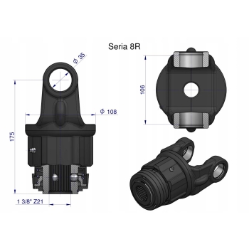 Sprzęgło jednokierunkowe prawe wału Seria 8R - 35x106 - 1 3/8 Z21 WARYŃSKI