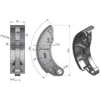 Szczęka hamulcowa kpl (2x przeciwbieżna. 2x współbieżna) ZETOR 7211. 7711
