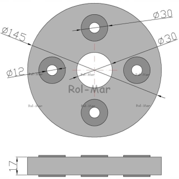 Tarcza elastyczna sprzęgła 4 otwory fi 12mm Rozrzutnik rozsiewacz RCW 20110