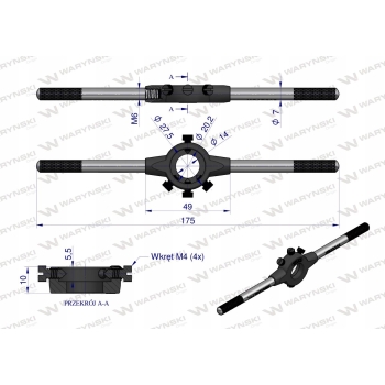 Oprawka 20x5 do narzynek ręcznych M3-M4 WARYŃSKI