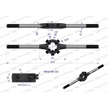 Oprawka 25x9 do narzynek ręcznych M7-M9 WARYŃSKI