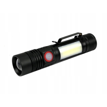 Latarka uniwersalna LED typu T6 COB aku 1200 mAh ładowany USB 400 lm TEGER, T-LED-0092