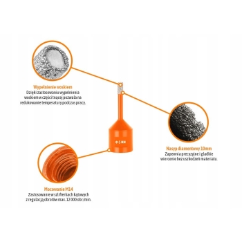Otwornica diamentowa z uchwytem M14/5 mm TEGER
