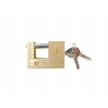 Kłódka antywłamaniowa - mosiężna / trzpieniowa 60mm - 3 klucze TEGER, T-W-NWK001