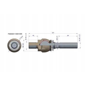 Przegub kierowniczy 241mm- M30x1,5; M28x1,5 Fendt F926301100010 WARYŃSKI