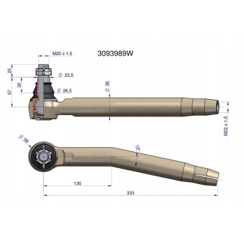 Przegub kierowniczy lewy M22x1.5 F168303100030 WARYŃSKI 3093989