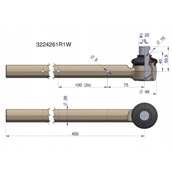 Przegub kierowniczy 4-otwory Case 3224261R1 WARYŃSKI