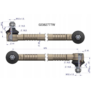 Drążek kierowniczy 975mm Deutz 02382777 WARYŃSKI
