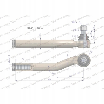 Przegub kierowniczy prawy M24x1.5 Deutz 04415662 WARYŃSKI
