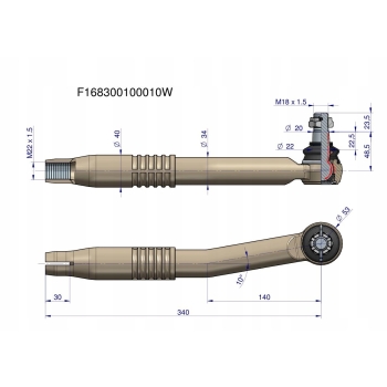 Przegub kierowniczy lewy M22x1.5 Fendt F168300100010 WARYŃSKI