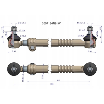 Drążek kierowniczy Case 3057164R91 WARYŃSKI