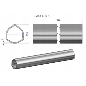 Rura zewnętrzna Seria 4R i 5R do wału 460 wałka WOM 51.5x3mm 335mm WARYŃSKI, WR2342355