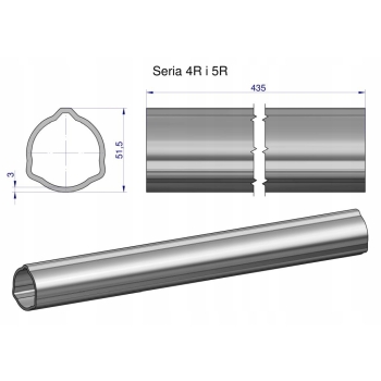 Rura zewnętrzna Seria 4R i 5R do wału 560 wałka WOM 51.5x3mm 435mm WARYŃSKI, WR2342435