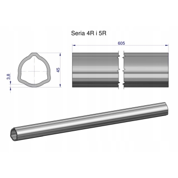 Rura wewnętrzna Seria 4R i 5R do wału 760 wałka WOM 45x3.8mm 605mm WARYŃSKI, WR2343605