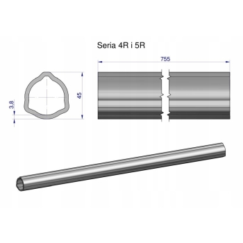 Rura wewnętrzna Seria 4R i 5R do wału 910 wałka WOM 45x3.8mm 755mm WARYŃSKI, WR2343735
