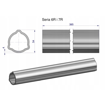 Rura zewnętrzna Seria 6R i 7R do wału 510 wałka WOM 54x4 mm 385 mm WARYŃSKI, WR2362385