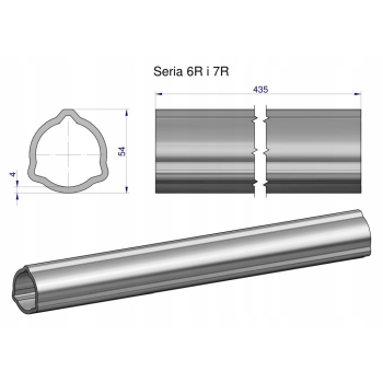 Rura zewnętrzna Seria 6R i 7R do wału 560 wałka WOM 54x4 mm 435 mm WARYŃSKI, WR2362435