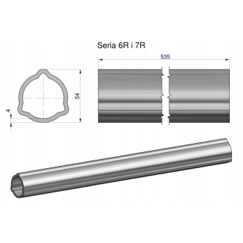 Rura zewnętrzna Seria 6R i 7R do wału 660 wałka WOM 54x4 mm 535 mm WARYŃSKI, WR2362535