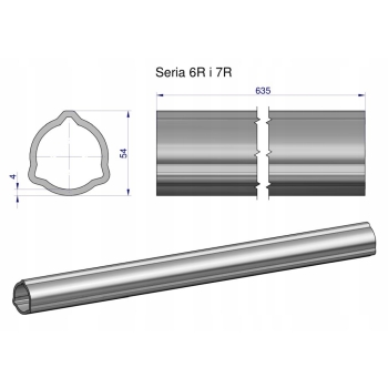 Rura zewnętrzna Seria 6R i 7R do wału 760 wałka WOM 54x4 mm 635 mm WARYŃSKI, WR2362635