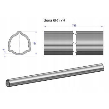 Rura zewnętrzna Seria 6R i 7R do wału 910 wałka WOM 54x4 mm 785 mm WARYŃSKI, WR2362785