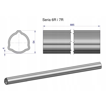 Rura zewnętrzna Seria 6R i 7R do wału 1010 wałka WOM 54x4 mm 885mm WARYŃSKI, WR2362885