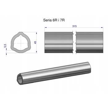 Rura wewnętrzna Seria 6R i 7R do wału 460 wałka WOM 45x5.5mm 315mm WARYŃSKI, WR2363315
