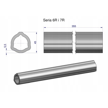 Rura wewnętrzna Seria 6R i 7R do wału 510 wałka WOM 45x5.5mm 355mm WARYŃSKI, WR2363355