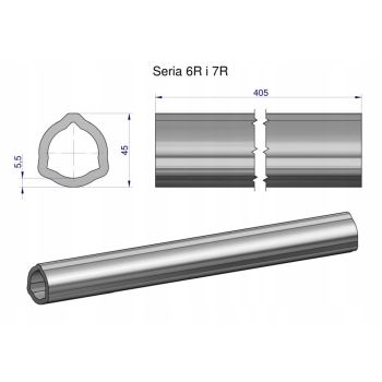 Rura wewnętrzna Seria 6R i 7R do wału 560 wałka WOM 45x5.5mm 405mm WARYŃSKI, WR2363405