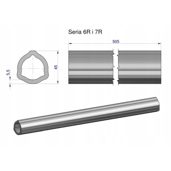 Rura wewnętrzna Seria 6R i 7R do wału 660 wałka WOM 45x5.5mm 505mm WARYŃSKI, WR2363505