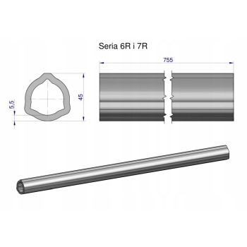 Rura wewnętrzna Seria 6R i 7R do wału 910 wałka WOM 45x5.5mm 755mm WARYŃSKI, WR2363735