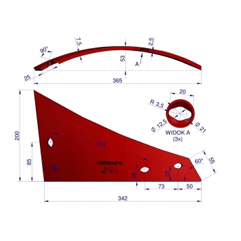 Pierś prawa trzyotworowa WY400 Vogel&Noot stal borowa WARYŃSKI PK800501