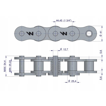 Łańcuch rolkowy wzmocniony 28A-1 ANSI A 140 (R1 1.3/4) 5m WARYŃSKI
