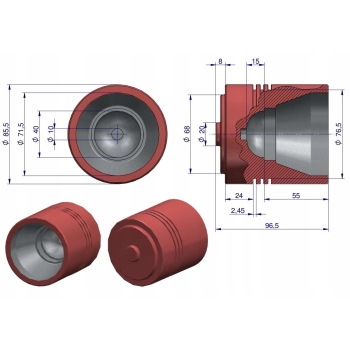 Tłok podnośnika 3-pierśncieniowy 897596M1 MF-4 ORYGINAŁ URSUS 899595M91