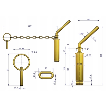 Sworzeń zaczepu górnego długi 3027005M91 C-330 ORYGINAŁ URSUS 42370191