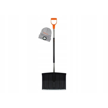 Łopata do śniegu na metalowym trzonku + czapka z latarką czołówką LED TEGER, T-O-LDSMT01-SET2