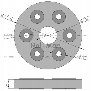 Tarcza elastyczna sprzęgła 6 otworów fi 12mm Rozrzutnik 2213020080