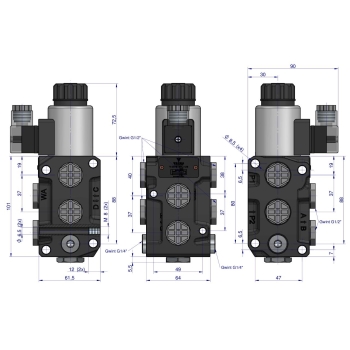 Dzielnik zawór elektrozawór kierunkowy 12V 6/2 1/2